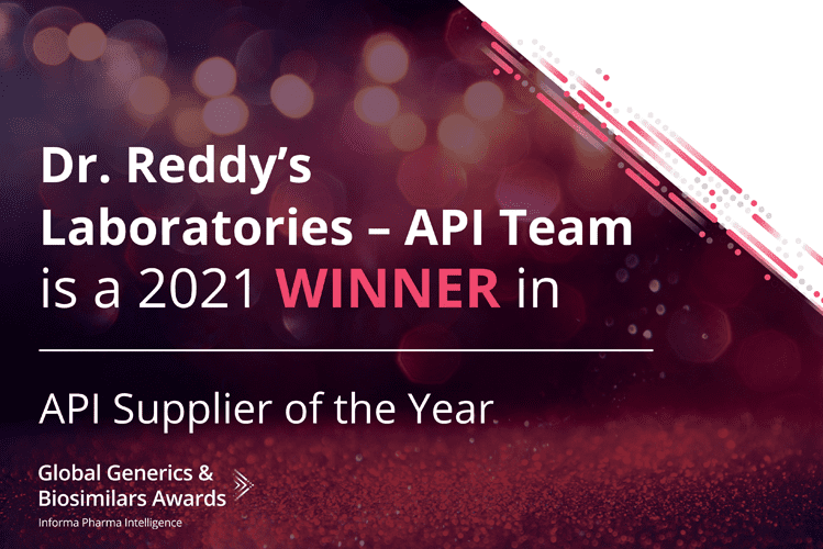 Dr. Reddy’s API team is a 2021 winner in – API Supplier of the year at Global generics & Biosimilars awards